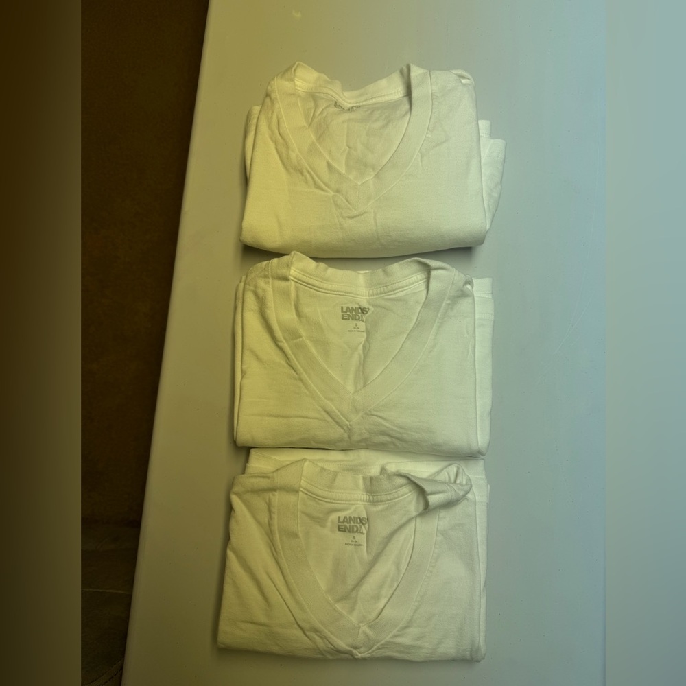 Lands End 3-Pack Small White Undershirts